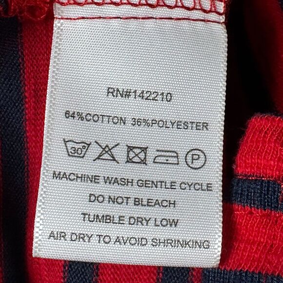 Mersea Catalina Slub Knit Top Women One Size Red Navy Stripe Relaxed Coastal Tee - Picture 12 of 12